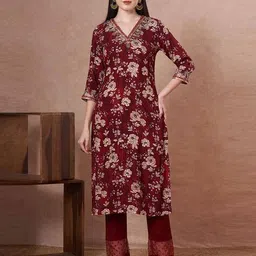 fashor Floral Printed Straight Kurta image 4