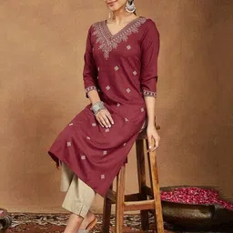 janasya Women Embroidery Straight Kurti image 4