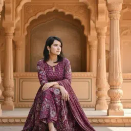 pitris Women Floral Print Anarkali Kurta with Pants & Dupatta Set  image 4