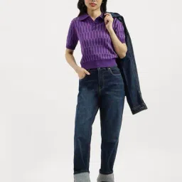 united colors of benetton Women Geometric Print Fitted Polo T-Shirt image 4