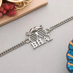 truebrowns Men Silver Plated Bracelet Rakhi image 4