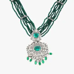 adwitiya Women Silver-Plated Stone-Studded Necklace & Earrings Set image 4