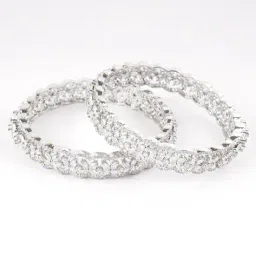 adwitiya Women Set of 2 Rhodium-Plated Stone-Studded Bangles image 4