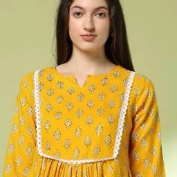 acai Women Floral Print Straight Kurta image 4