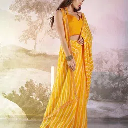 yf yipsy fashion Women Leheriya Print Saree with Lace Border image 4