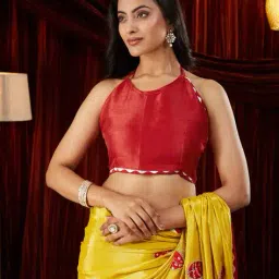 nyrika Women Patch-Work Saree with Scalloped Border image 4