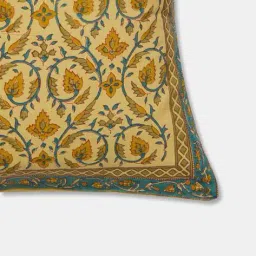fabindia Floral Print Square-Shaped Cushion Cover 16"x16" image 4