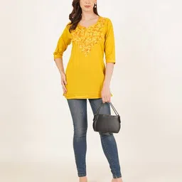 revangi Women Embroidered A-Line Kurta image 4