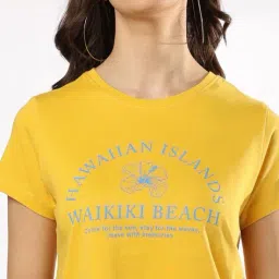 dnmx Women Typographic Print Relaxed Fit Round-Neck T-Shirt image 4