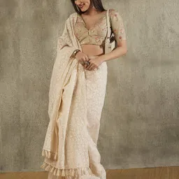 salwar studio Women Floral Print Back-Open Blouse image 5