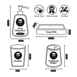 kookee 4-Piece Embossed Soap Dispenser & Holders Set image 5