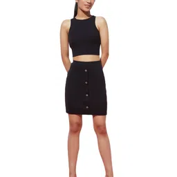 spunkies Ribbed Pencil Skirt with Button Accent image 5