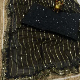 griva designer Women Embellished Georgette Saree image 5