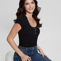 guess Ribbed Scoop-Neck Top image 5