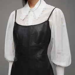 all saints Norlene Leather Bodycon Dress with Slit image 5