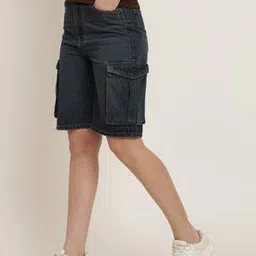 Shein Knee Length Cargo Denim Shorts with Pockets-picture-32