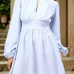 Shein Cute Keyhole Neck Peasant Sleeves Fit and Flare Dress-picture-19