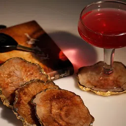 homearte india Pack of 4  Agate Coasters with gold edge image 5