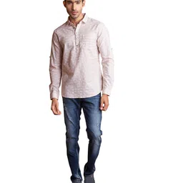 true spirit Men Self-Design Slim Fit Short Kurta image 5