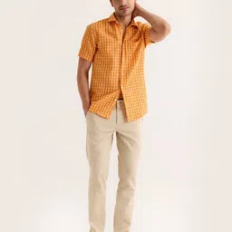 red flame Men Slim Fit Flat-Front Trousers image 5