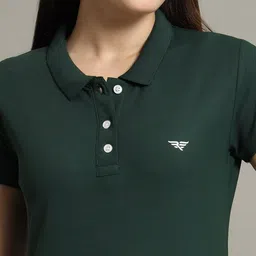 riss Women Regular Fit Polo T-Shirt with Logo Print image 5