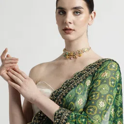 jaipur kurti Women Embroidered Pure Georgette Saree image 5