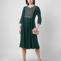 purvija kurties Floral Print Flared Kurti image 5
