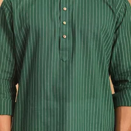 vastramay Men Striped Short Kurta image 5