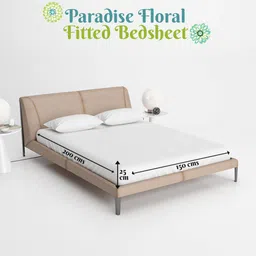 divine casa Floral Print Fitted Double Bedsheet with Pillow Covers image 5