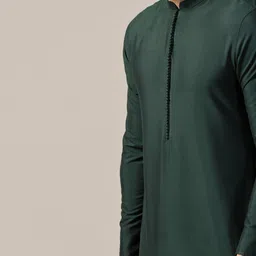 kisah Men Regular Fit Long Kurta with Mandarin Collar image 5
