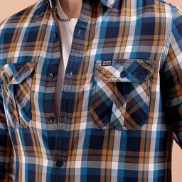 the indian garage co Men Checked Slim Fit Shirt image 5