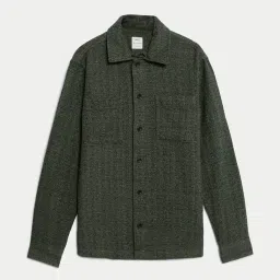 marks & spencer Men Striped Regular Fit Shirt with Flap Pockets image 5