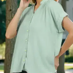 Shein Extended Short Sleeves Band Collar Shirt-picture-12