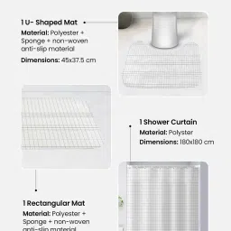 savya home Set of 2 Geometric Print Bathroom Mats & Shower Curtain image 5