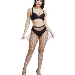 neska moda Women Pack of 2 High-Rise Fishnet Stockings with Elasticated Waistband image 5