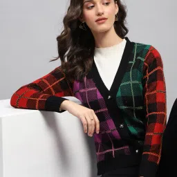 monte carlo Women Colourblock Cardigan with Button-Closure image 5