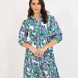 styli Women Western Wear Block Print Tiered Dress image 5