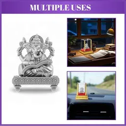 akshat sapphire Pure Silver Lord Ganesh Idol with Acrylic Box image 5