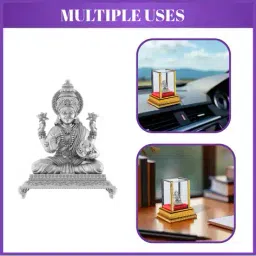 akshat sapphire Pure Silver Goddess Lakshmi Idol with Acrylic Box image 5