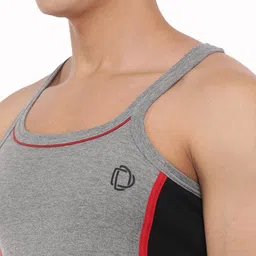 dollar bigboss Pack of 3 Men Solid Cotton Racerback Styled Gym Vest image 5