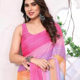 satrani Striped Saree with Contrast Border image 5