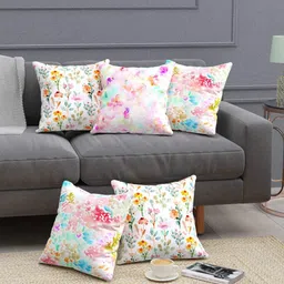 ever home Set of 5 Floral Print Cushion Covers 16" x 16" image 5