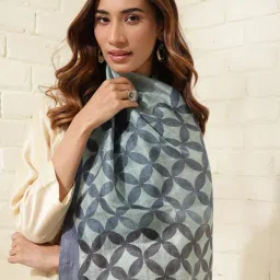 fabindia Geometric Print Silk Stole image 5
