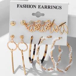 shining diva 12758ER Set of 6 Gold-Plated Earrings image 5