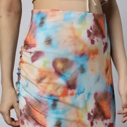 outryt by azorte Women Tie & Dye Ruched High-Rise Pencil Skirt image 5