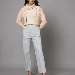 fyre rose Women Embroidered Slim Fit Crop Cardigan image 5