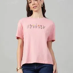 Shein Casual Short Drop-Shoulder Sleeves Chest Graphic Print Crew T-Shirt-picture-31