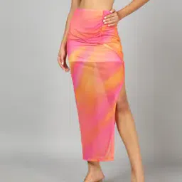 Shein High Waist Abstract Print Ruched Maxi Slit Skirt-picture-51