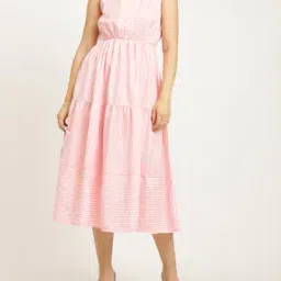 Shein Sleeveless Striped Mock Button Tiered Dress-picture-35