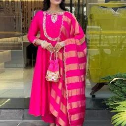 svaraa Women Embroidered A-Line Kurta Set image 1